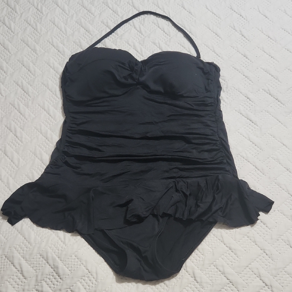 Lauren Ralph Lauren Black One-Piece Ruffled Swimdress